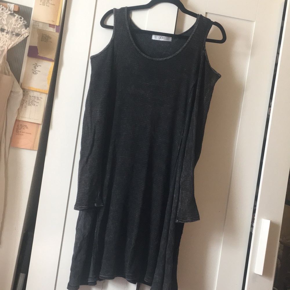 Charcoal Grey/Black Cold Shoulder Dress